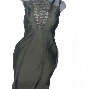 Fashion Nova Asymmetrical Green Dress